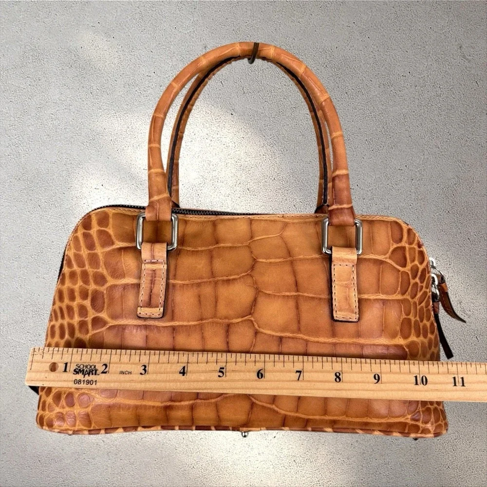 Dooney & Bourke Dillen Crocodile Croco Embossed Barrel Top Handle Satchel Bag